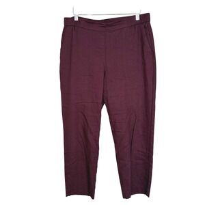 J Jill Linen Stretch M Petite Pants Maroon Burgundy Pull On Casual Cropped Capri